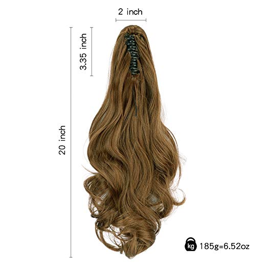 20〞Claw Ponytail Clip in Hair Extensions Hairpiece Synthetic Light Curly Soft Silky Nature Looking Heat-Resisting Different Colors for Women Fashion and Beauty-4/30#